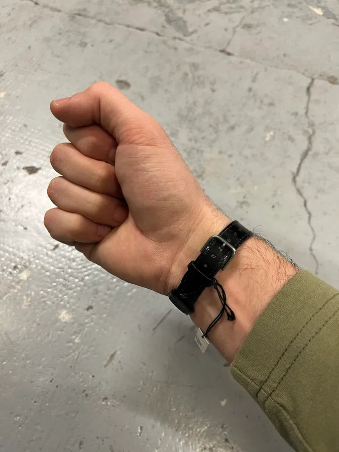 Saint Laurent Sliced YSL Black Leather Bracelet XvVsxWG 2