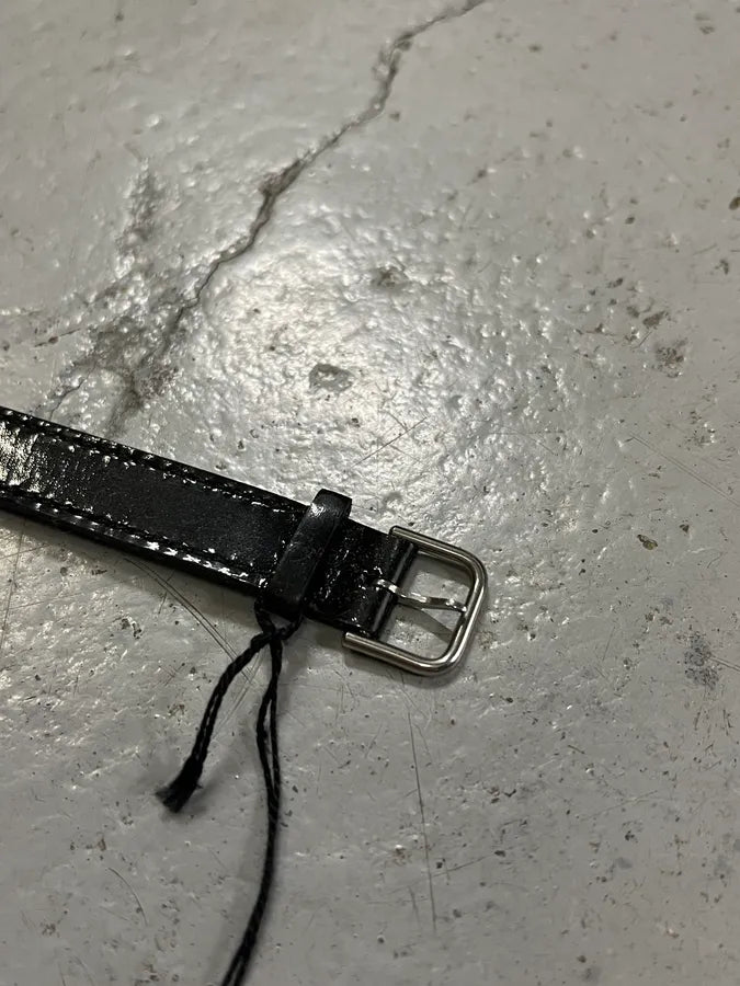 Saint Laurent Sliced YSL Black Leather Bracelet XvVsxWG 5