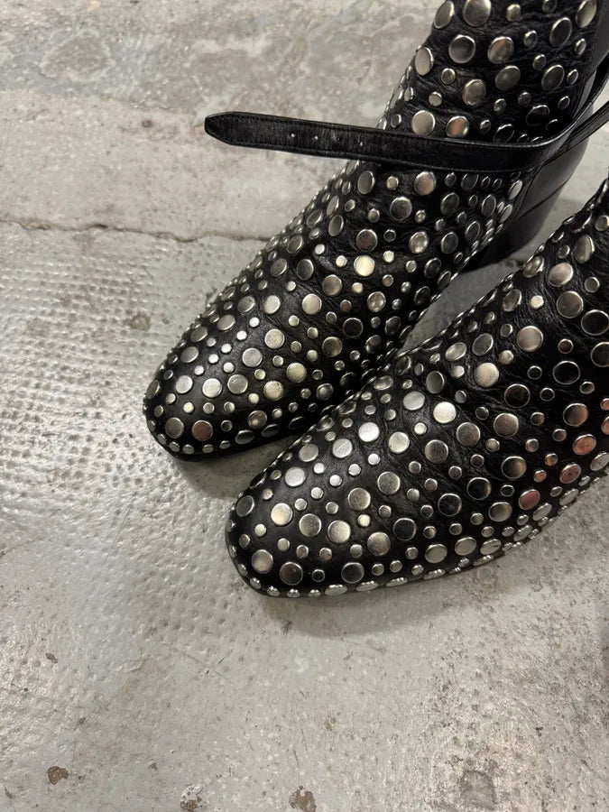 Saint Laurent Studded Black Leather Ankle Boots (40eu/us7) pDtvNLM 2