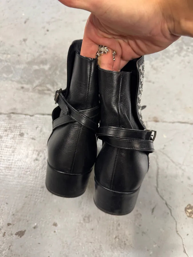 Saint Laurent Studded Black Leather Ankle Boots (40eu/us7) pDtvNLM 3