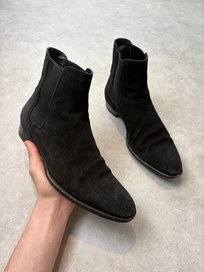 Saint Laurent Black Suede Leather Chelsea Boots YvRmNrs 0