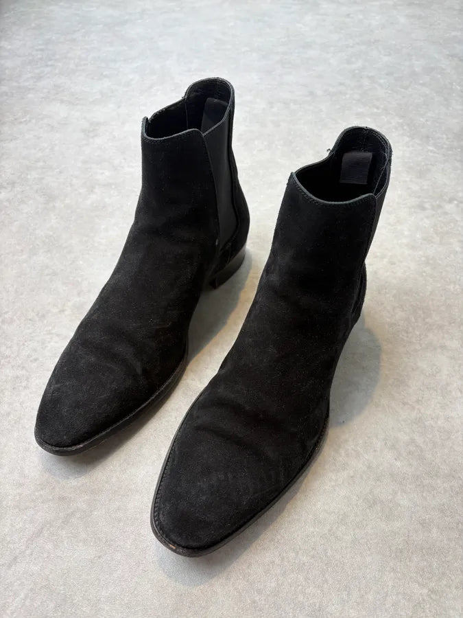 Saint Laurent Black Suede Leather Chelsea Boots YvRmNrs 2