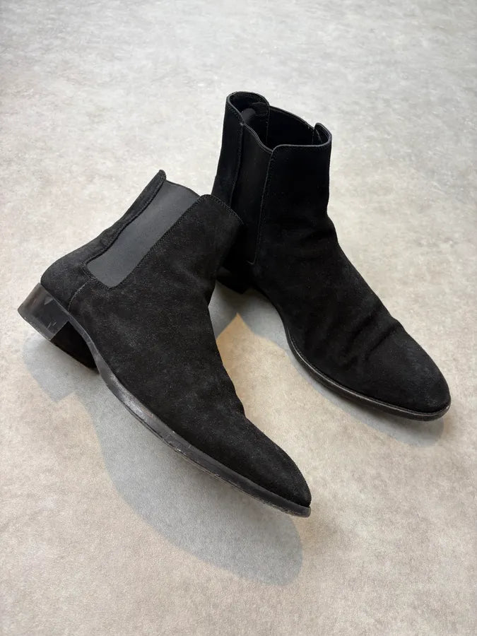 Saint Laurent Black Suede Leather Chelsea Boots YvRmNrs 4