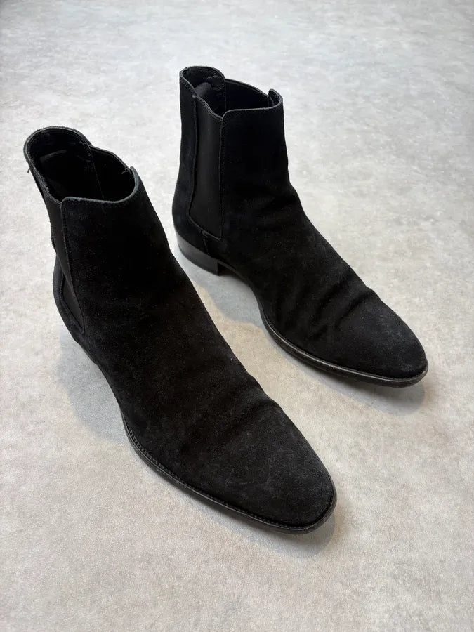 Saint Laurent Black Suede Leather Chelsea Boots YvRmNrs 3