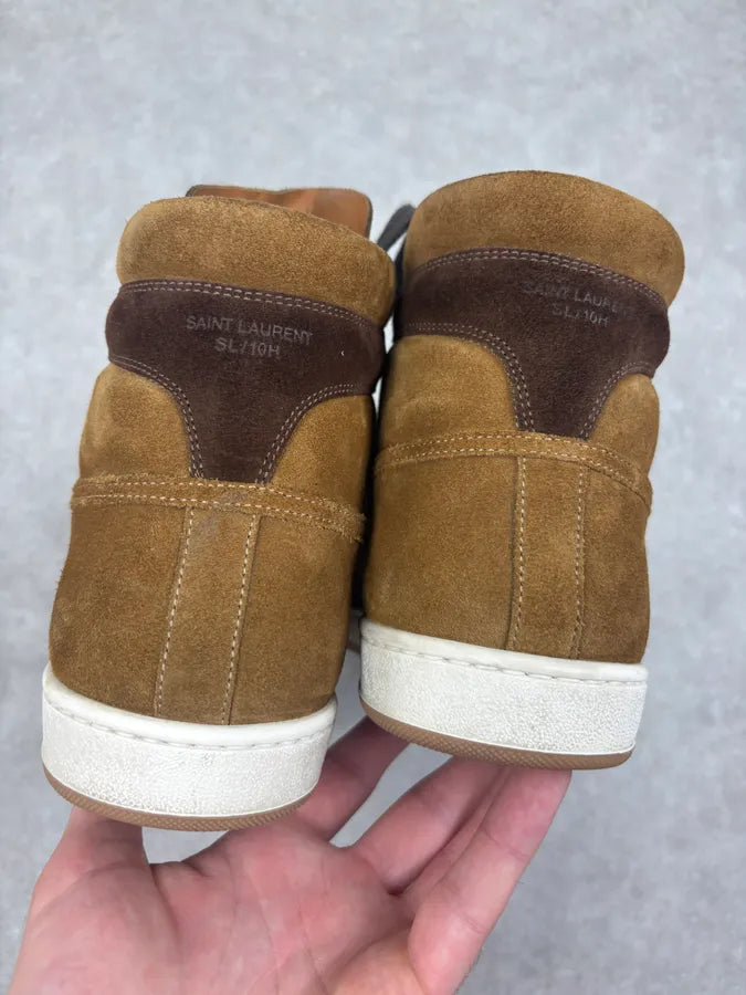 2010s Saint Laurent Tan Brown Suede High Sneakers kDLgsdg 7