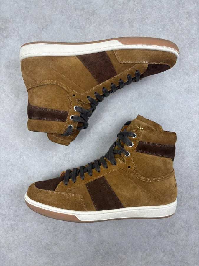 2010s Saint Laurent Tan Brown Suede High Sneakers kDLgsdg 3