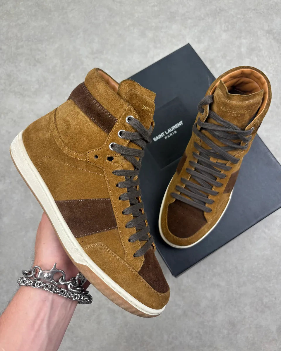 2010s Saint Laurent Tan Brown Suede High Sneakers kDLgsdg 0