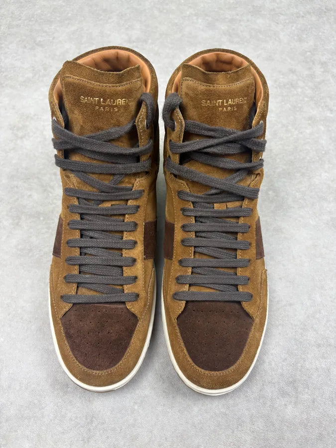 2010s Saint Laurent Tan Brown Suede High Sneakers kDLgsdg 1