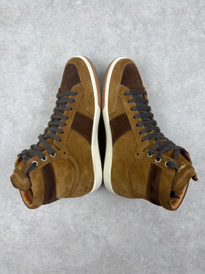2010s Saint Laurent Tan Brown Suede High Sneakers kDLgsdg 4
