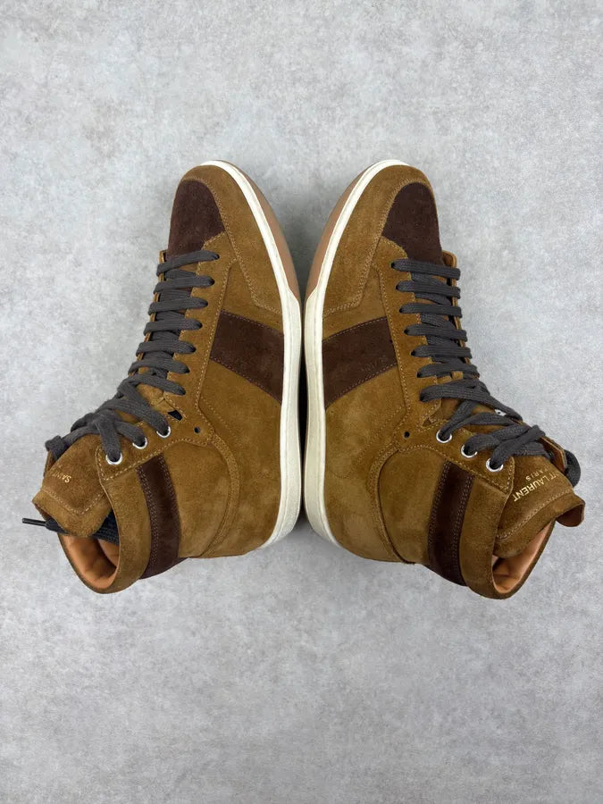 2010s Saint Laurent Tan Brown Suede High Sneakers kDLgsdg 5