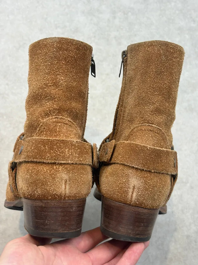 Saint Laurent Tan Camel Suede Wyatt Harness Boots NyEDLKe 6
