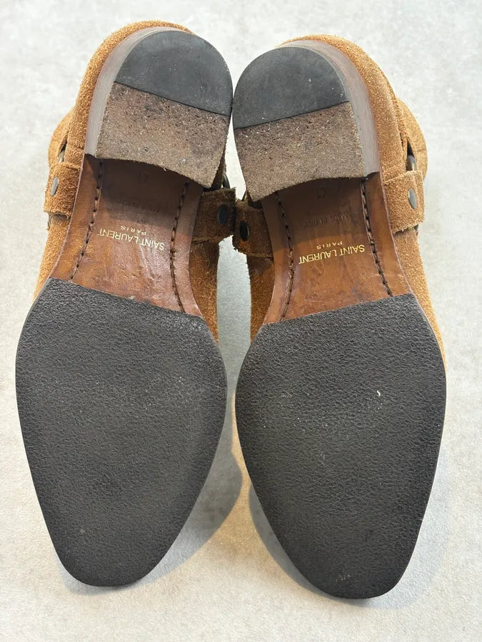 Saint Laurent Tan Camel Suede Wyatt Harness Boots NyEDLKe 7