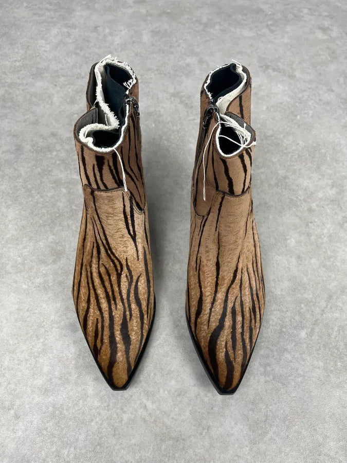 Saint Laurent Taupe Suede Tiger Stripe Boots yIAgWFd 4