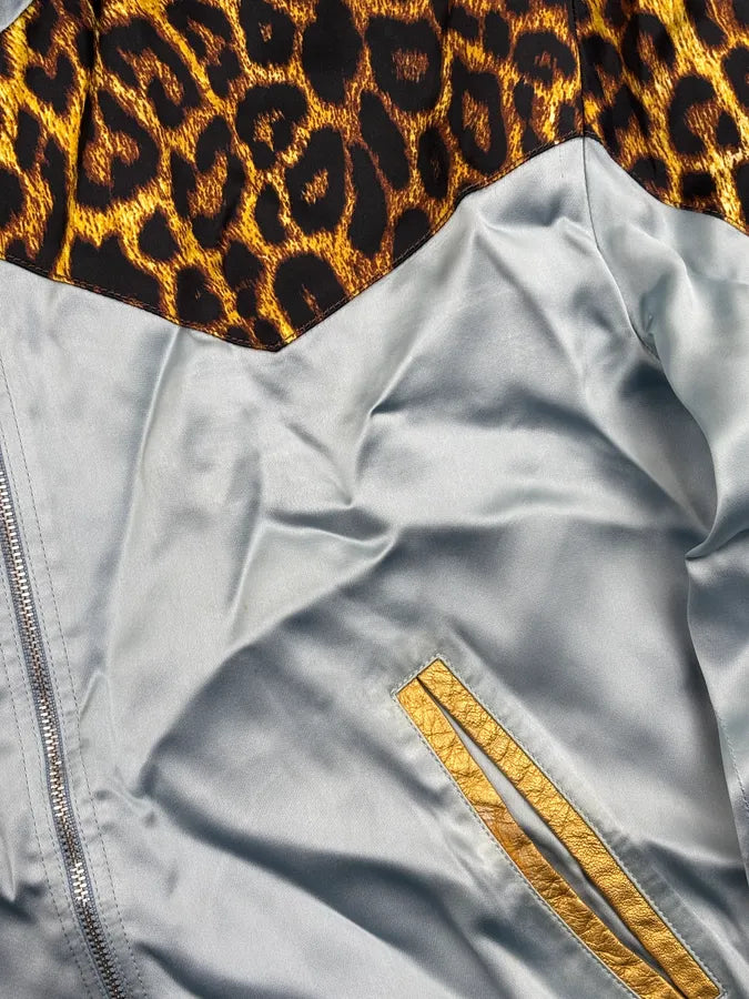 SS2016 Saint Laurent Turquoise Viscose Leopard Jacket JvZIfqQ 10