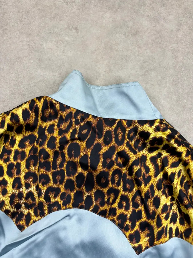 SS2016 Saint Laurent Turquoise Viscose Leopard Jacket JvZIfqQ 7