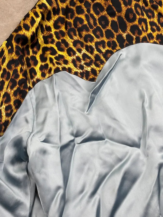 SS2016 Saint Laurent Turquoise Viscose Leopard Jacket JvZIfqQ 12