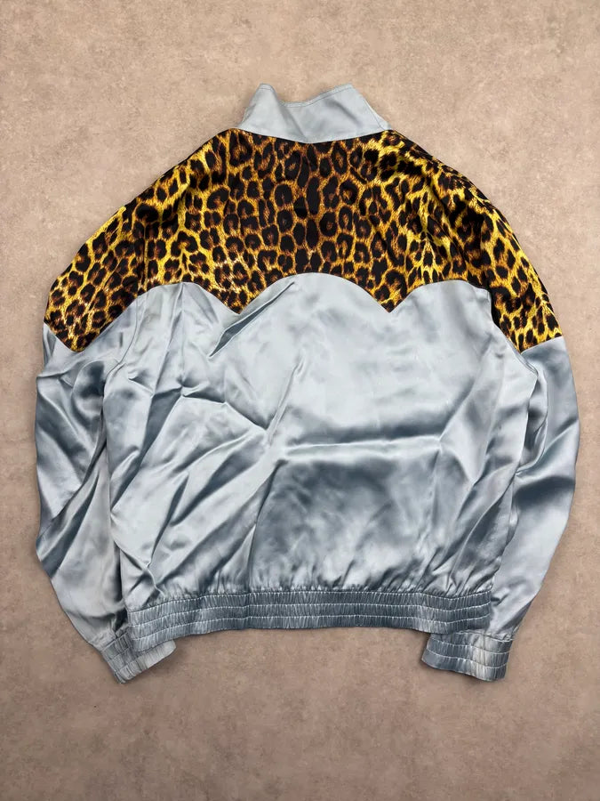 SS2016 Saint Laurent Turquoise Viscose Leopard Jacket JvZIfqQ 6