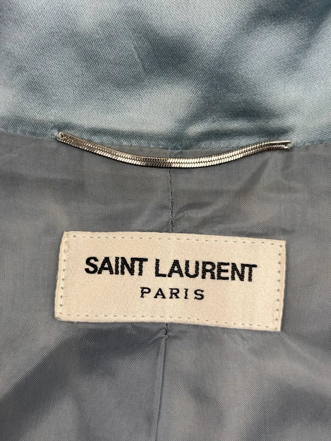 SS2016 Saint Laurent Turquoise Viscose Leopard Jacket JvZIfqQ 14