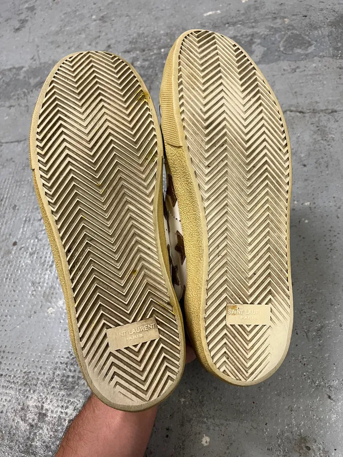 Saint Laurent White & Gold Stars Leather Sneakers hVDLxHm 5