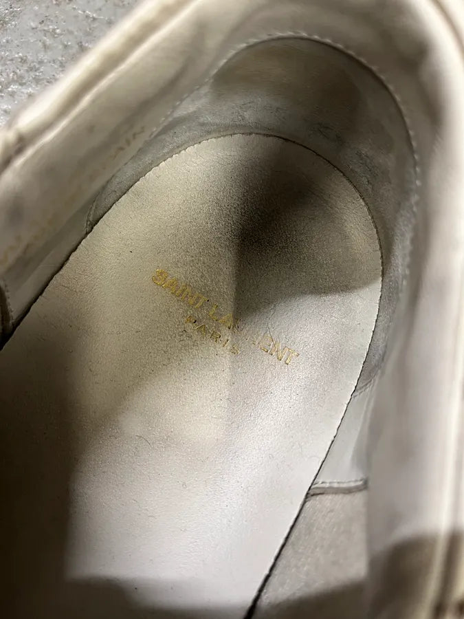 Saint Laurent White & Gold Stars Leather Sneakers hVDLxHm 7