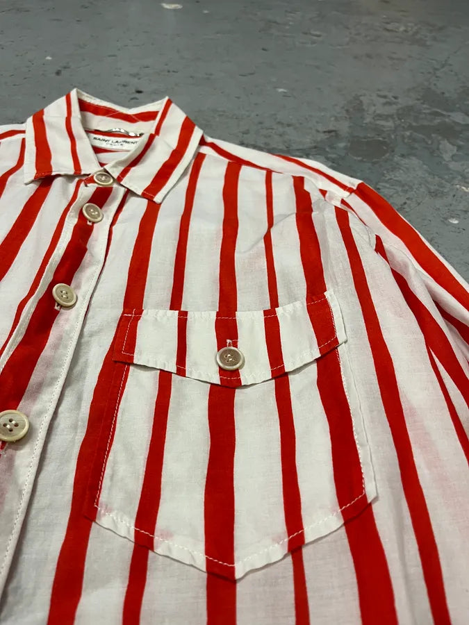 Saint Laurent White & Red Stripes Shirt nrRcycI 4