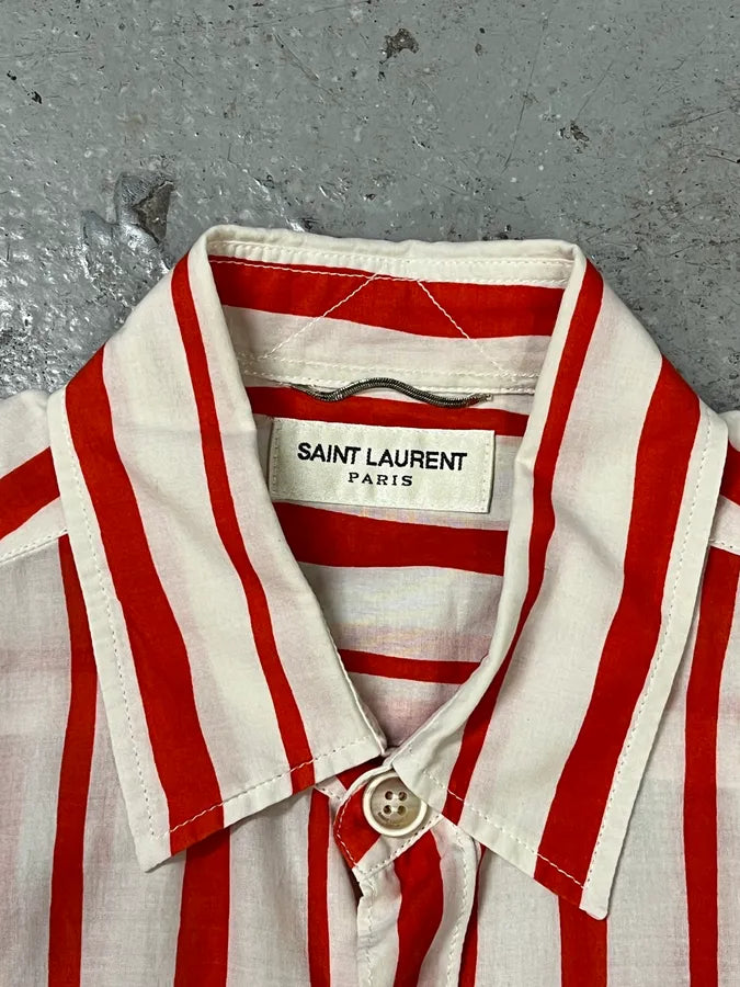 Saint Laurent White & Red Stripes Shirt nrRcycI 7