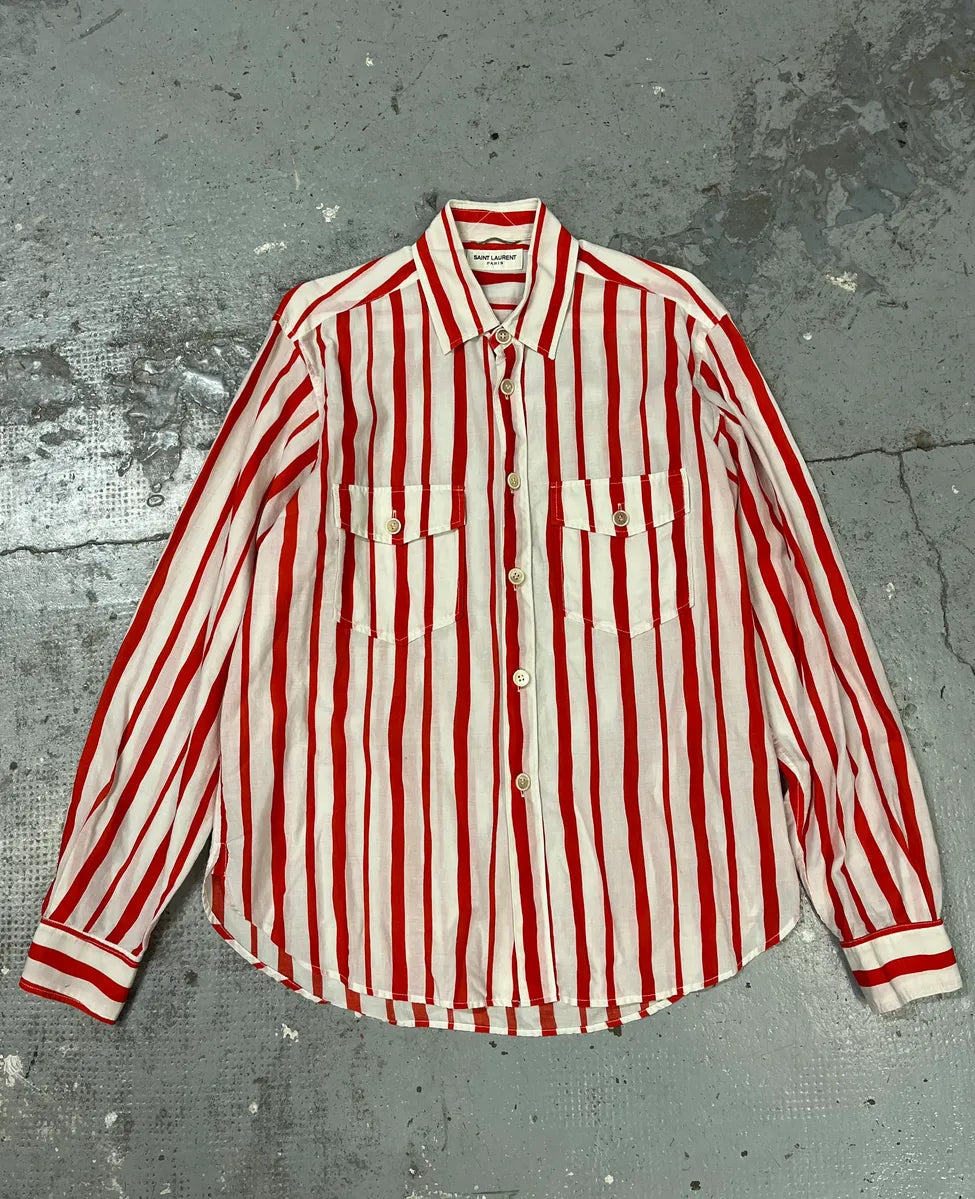 Saint Laurent White & Red Stripes Shirt nrRcycI 0