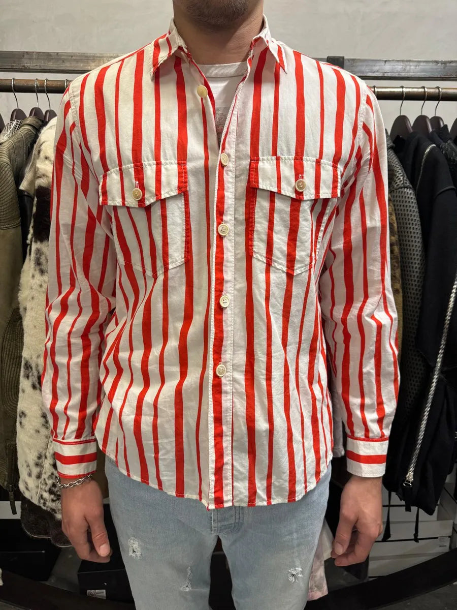 Saint Laurent White & Red Stripes Shirt nrRcycI 1