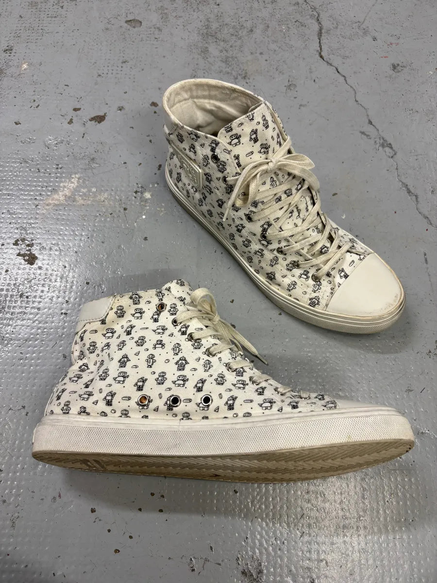 Saint Laurent White Canvas High-Top Sneakers WtdbhXc 4