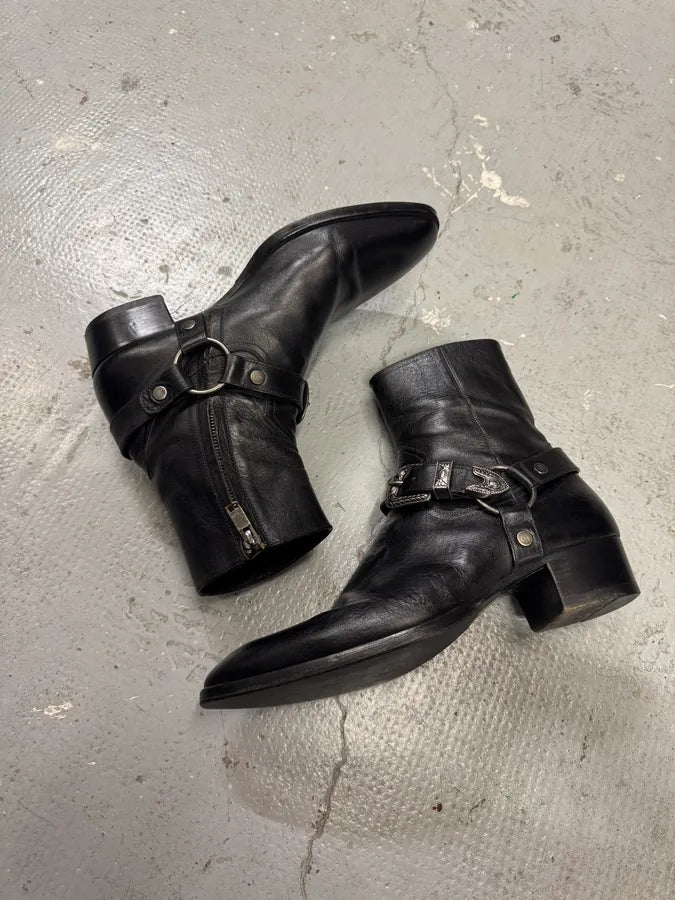 Saint Laurent Wyatt Black Leather Metallic Boots (42.5eu/us9) 4