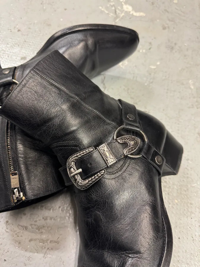 Saint Laurent Wyatt Black Leather Metallic Boots (42.5eu/us9) 5