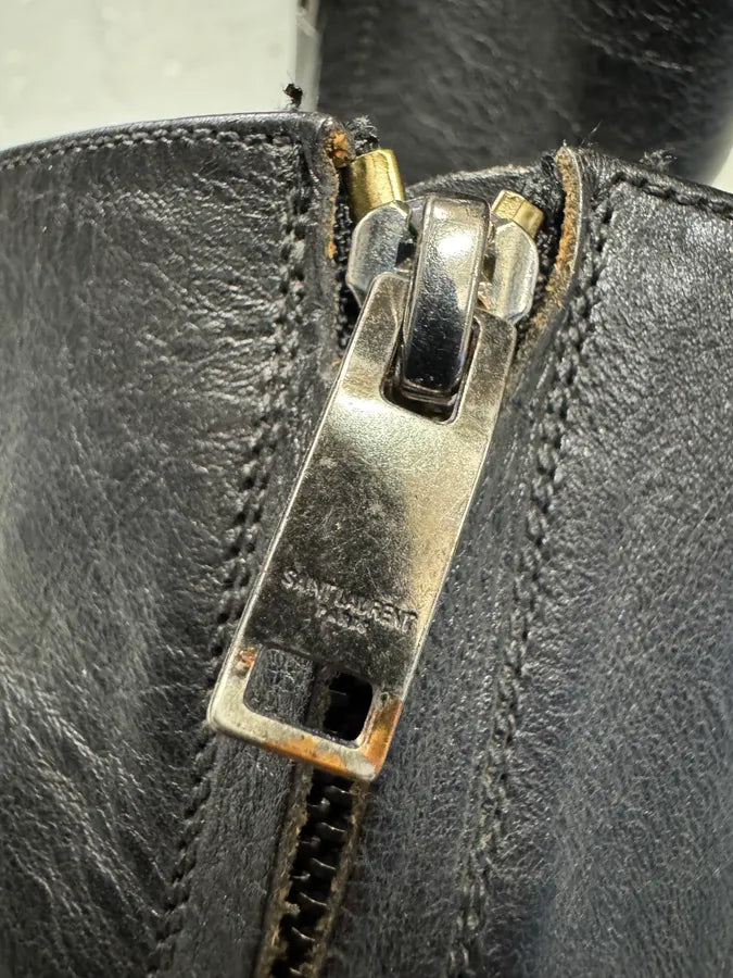 Saint Laurent Wyatt Black Leather Metallic Boots (42.5eu/us9) 6