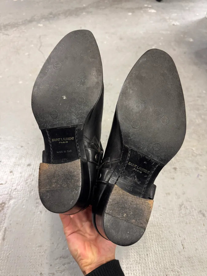 Saint Laurent Wyatt Black Leather Metallic Boots (42.5eu/us9) 7