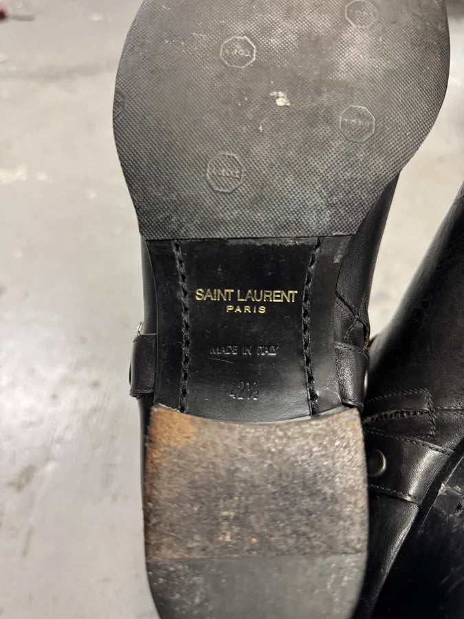 Saint Laurent Wyatt Black Leather Metallic Boots (42.5eu/us9) 8