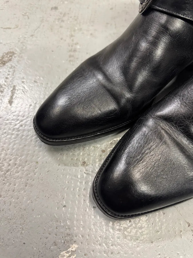 Saint Laurent Wyatt Black Leather Metallic Boots (42.5eu/us9) 9