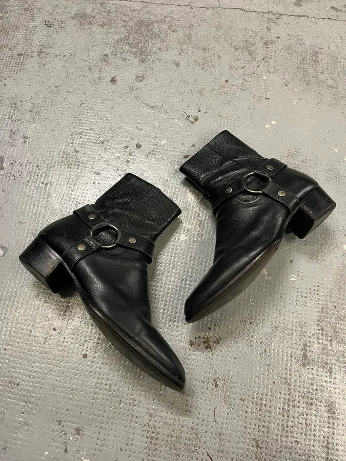 Saint Laurent Wyatt Buckle Black Leather Boots ukXIMgD 1
