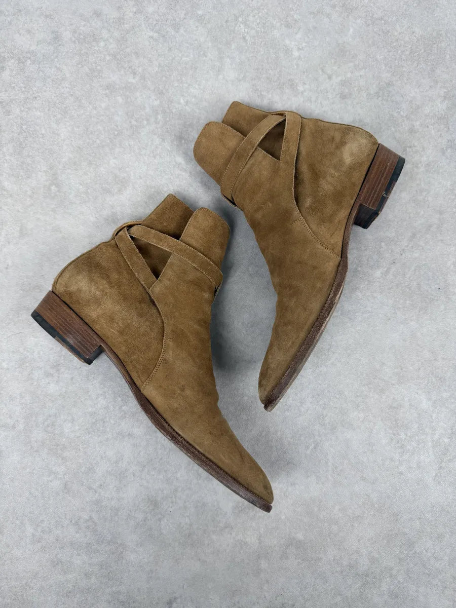 Saint Laurent Wyatt Jodhpur Beige Suede Leather Boots hFCzlRj 1