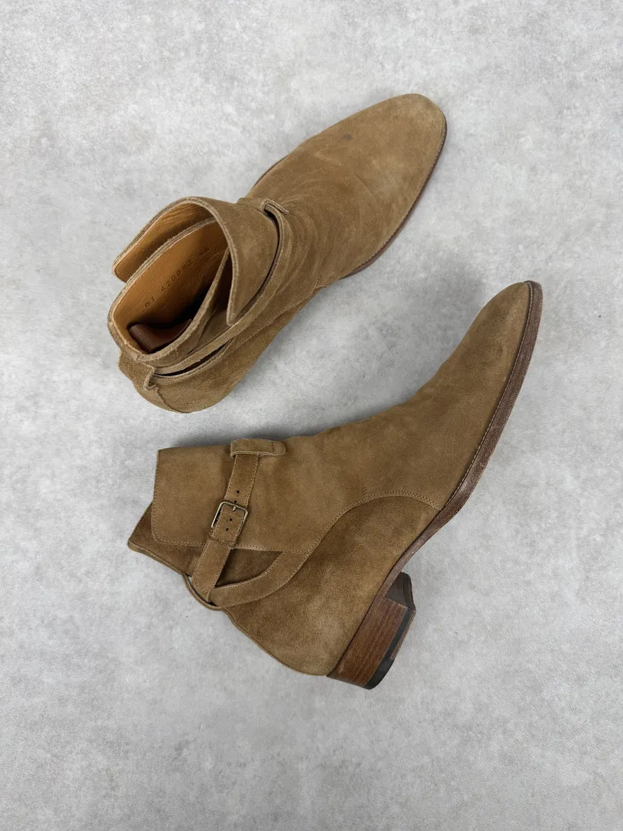 Saint Laurent Wyatt Jodhpur Beige Suede Leather Boots hFCzlRj 2