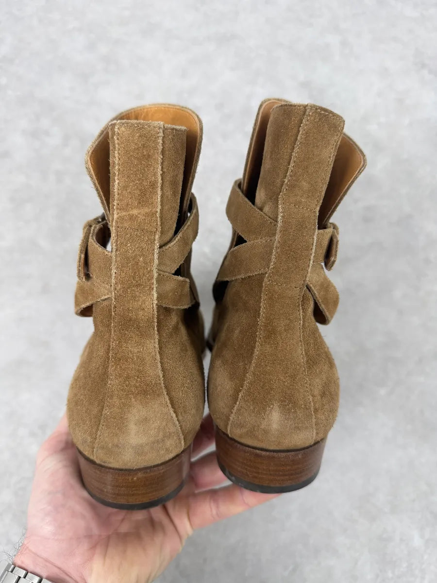 Saint Laurent Wyatt Jodhpur Beige Suede Leather Boots hFCzlRj 3