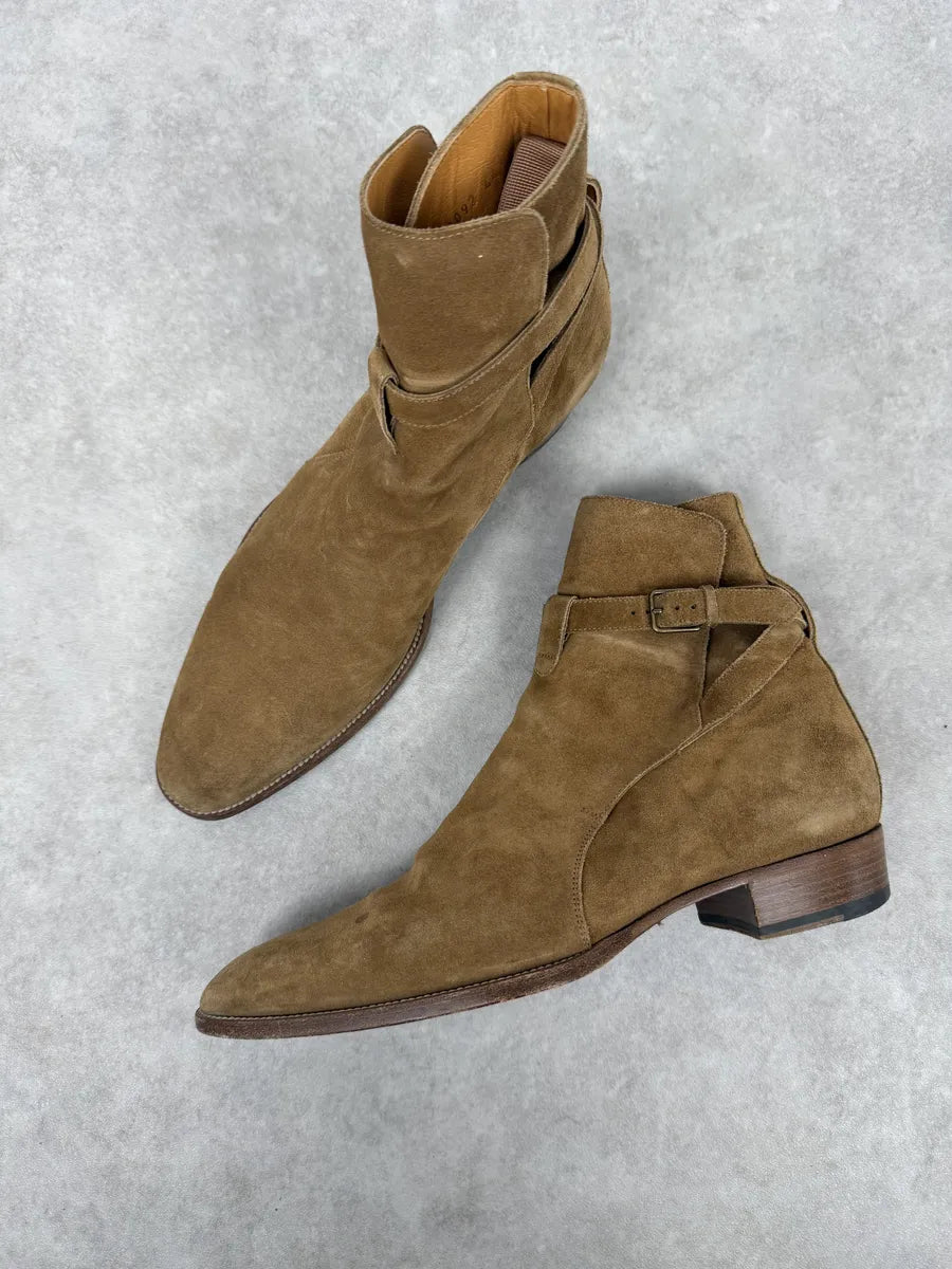 Saint Laurent Wyatt Jodhpur Beige Suede Leather Boots hFCzlRj 4