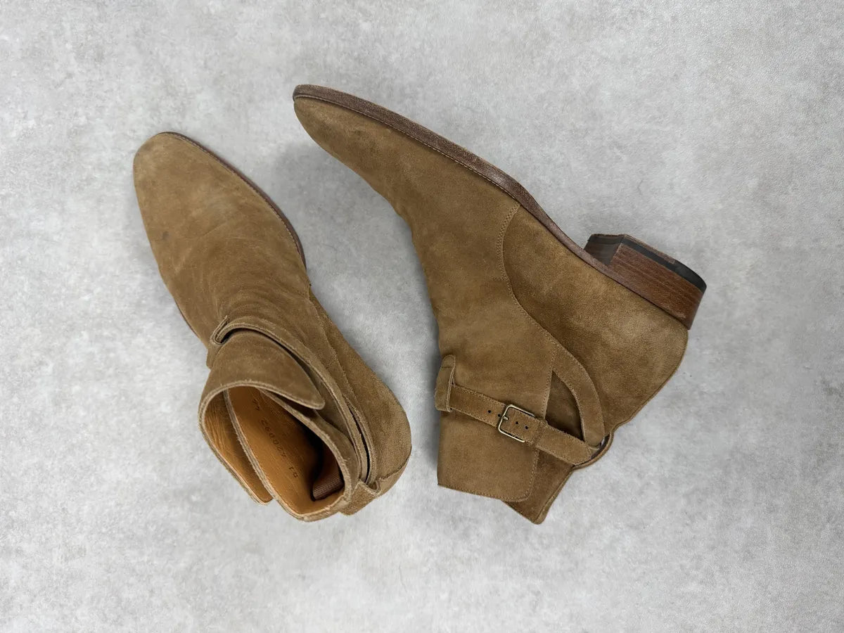 Saint Laurent Wyatt Jodhpur Beige Suede Leather Boots hFCzlRj 5