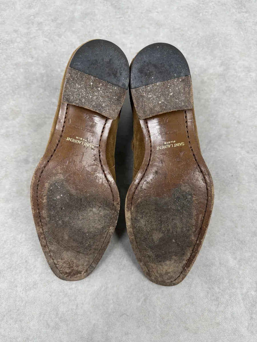 Saint Laurent Wyatt Jodhpur Beige Suede Leather Boots hFCzlRj 7