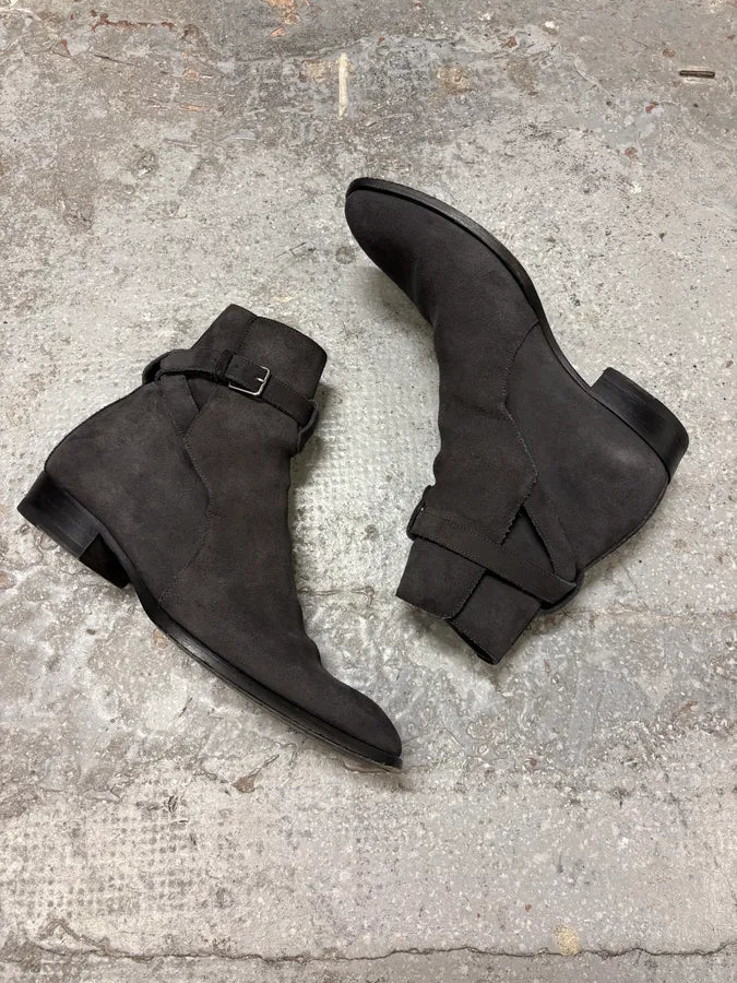 Saint Laurent Wyatt Jodhpur Suede Grey Boots qLXOISq 5