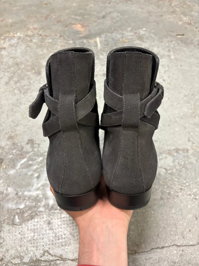 Saint Laurent Wyatt Jodhpur Suede Grey Boots qLXOISq 6