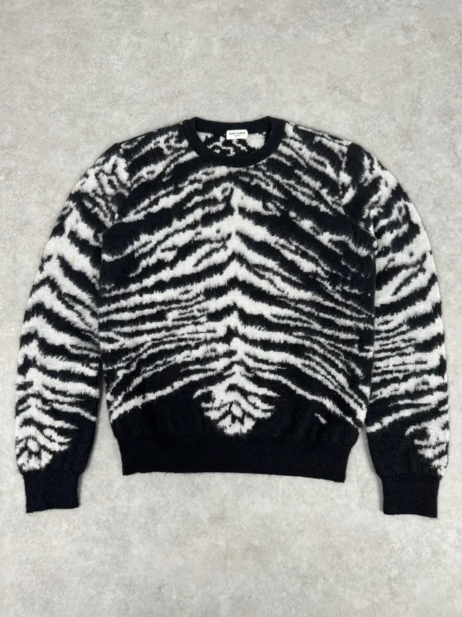 AW2014 Saint Laurent Zebra Wool Sweater by Hedi Slimane RPmdBOO 0