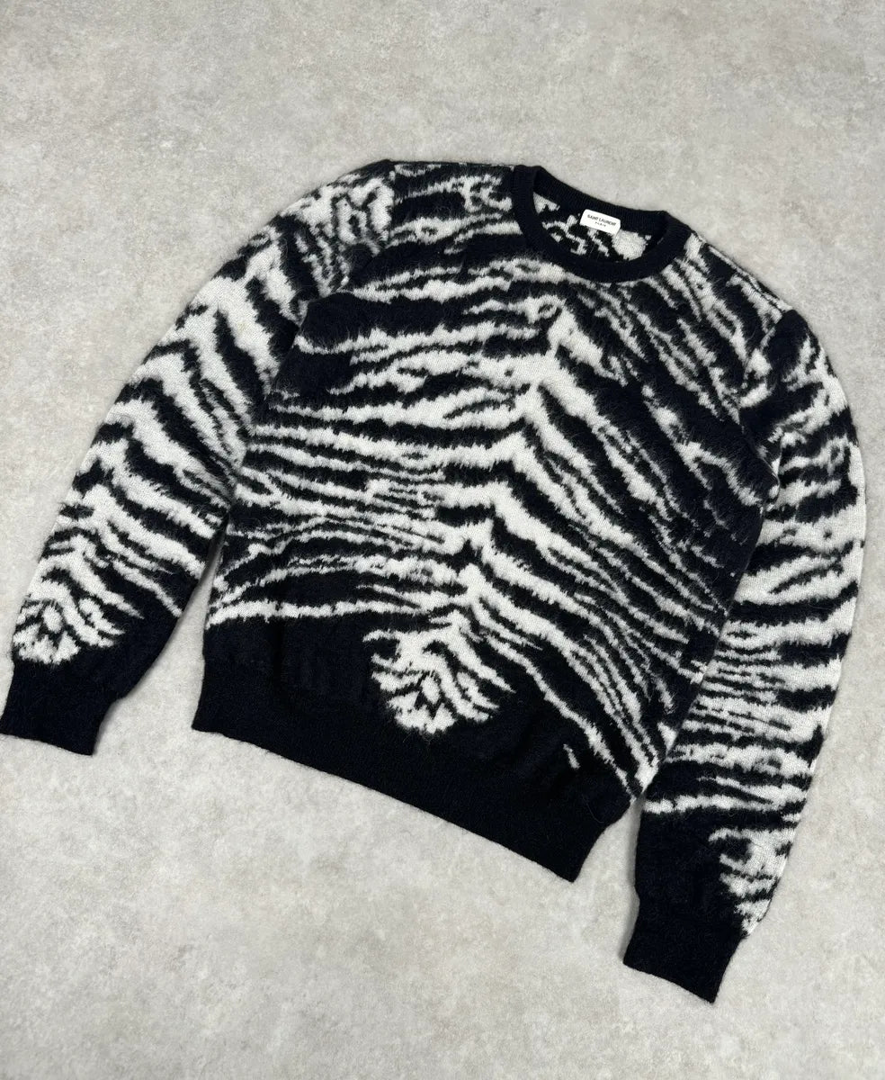 AW2014 Saint Laurent Zebra Wool Sweater by Hedi Slimane RPmdBOO 3