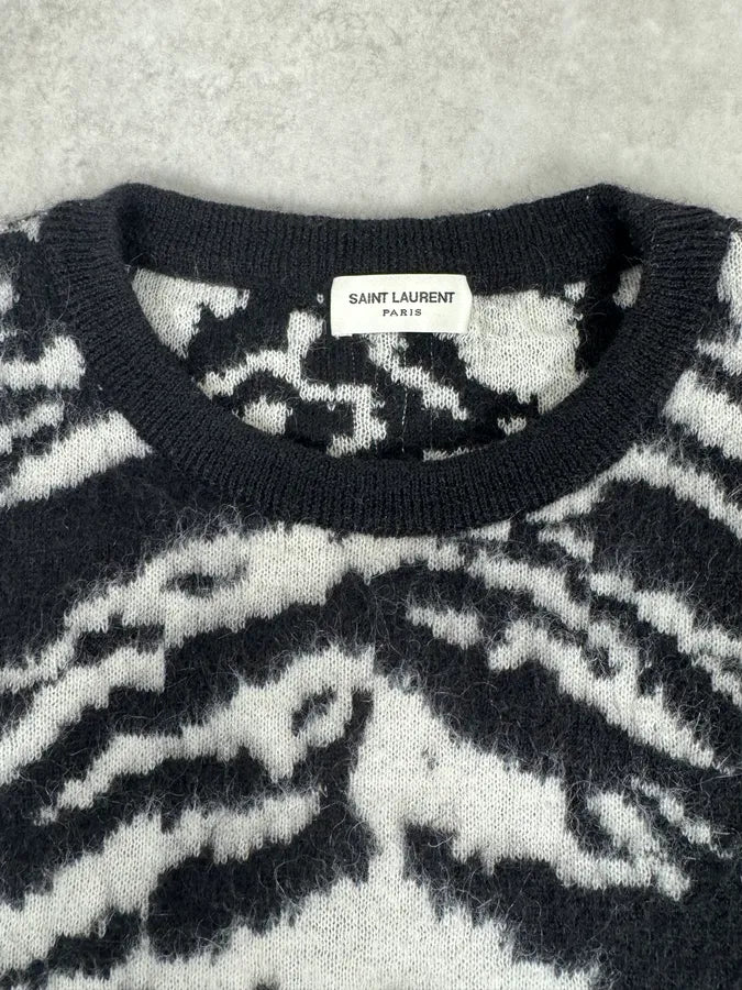 AW2014 Saint Laurent Zebra Wool Sweater by Hedi Slimane RPmdBOO 4