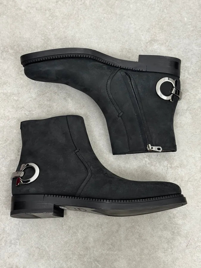 Salvatore Ferragamo Dark Grey Classy Chelsea Leather Boots JwaFNxy 1