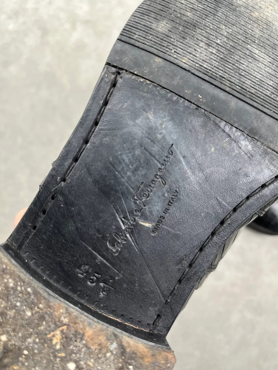 Salvatore Ferragamo Black Crocodile Leather Boots FhMuiru 8