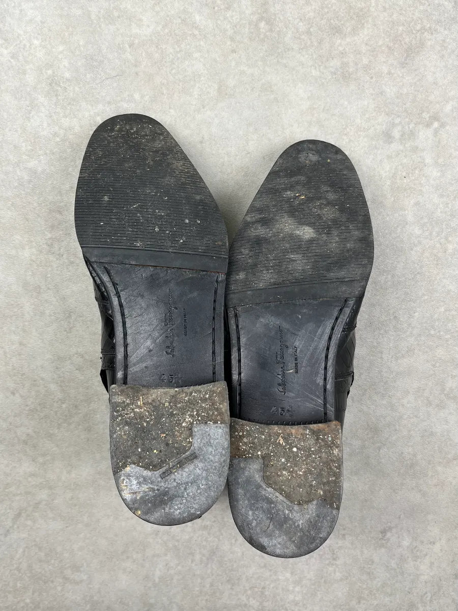 Salvatore Ferragamo Black Crocodile Leather Boots FhMuiru 6